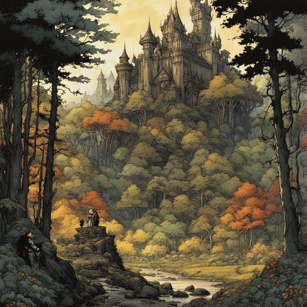 Medieval Fantasy Scene in Vibrant Cartoon Style