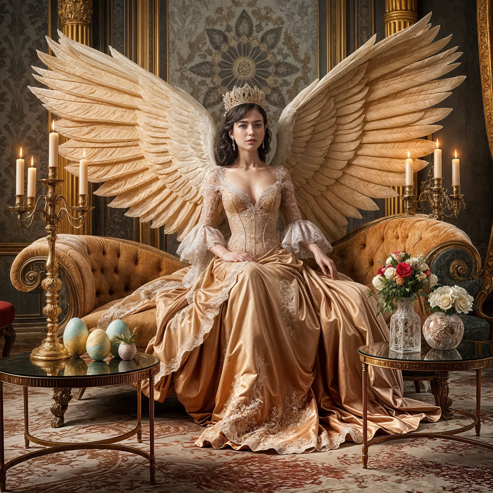 Winged Queen in Luxurious Interior