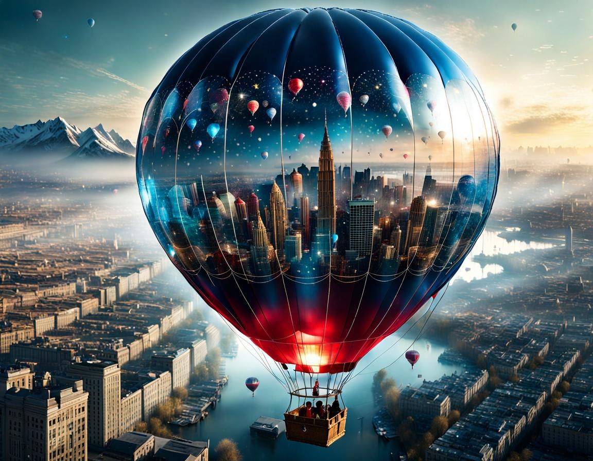 Cityscape Balloon Flight