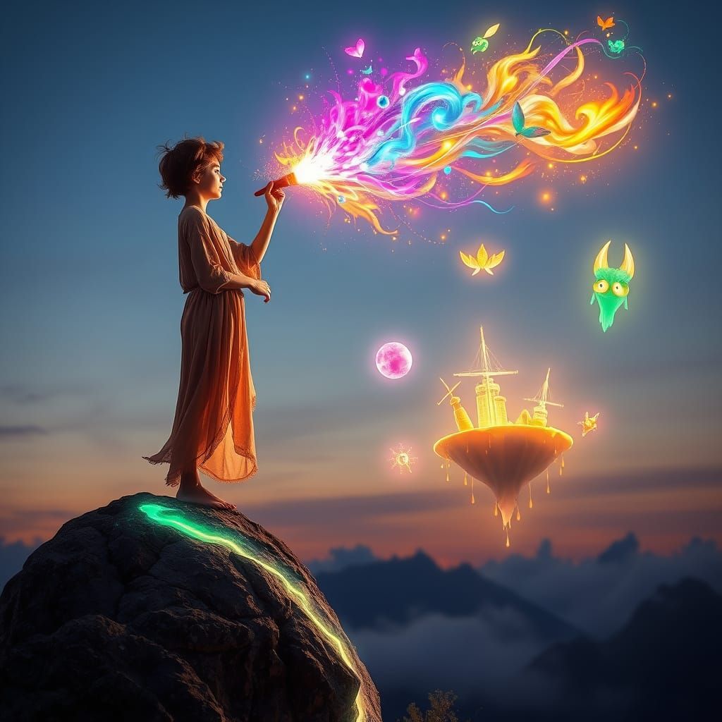 Artist Creates Fantasy World with Magical Brush
