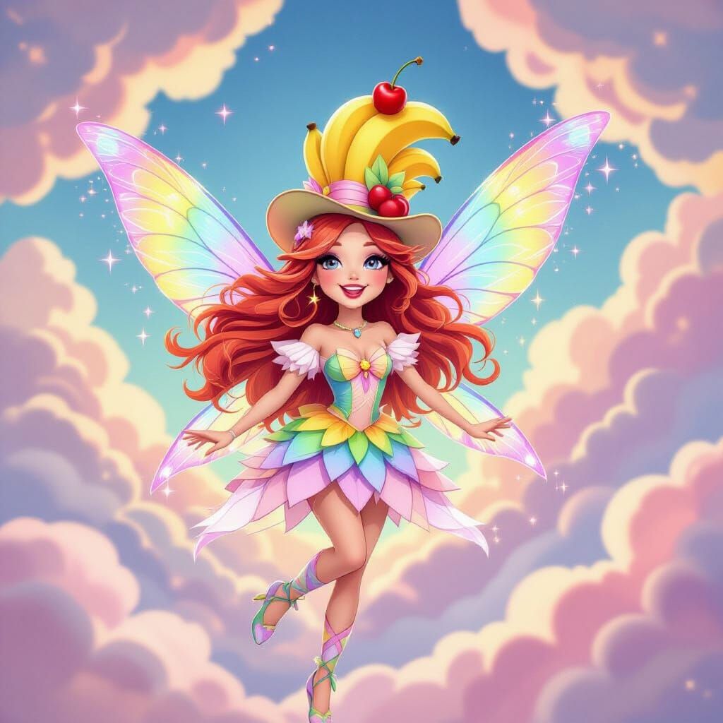 Faerie of Happiness in Banana Top Hat