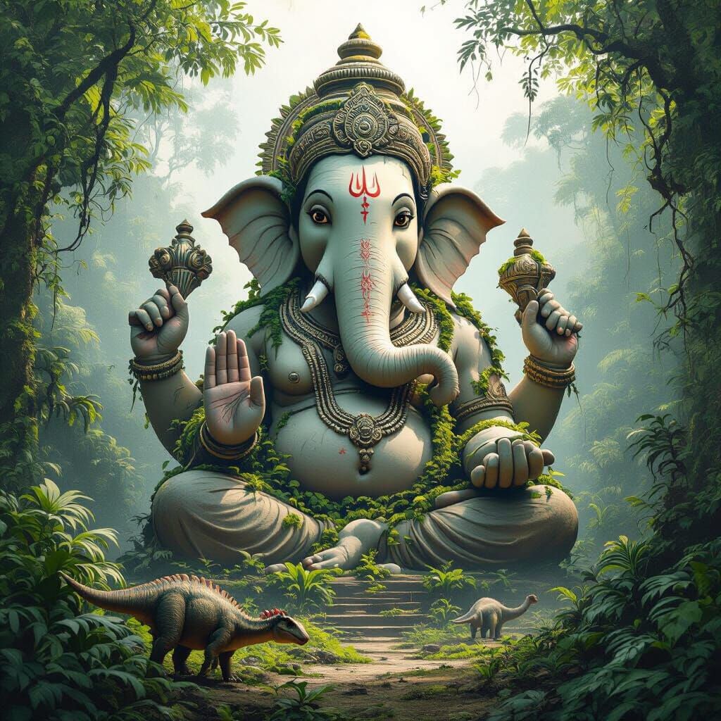 Ganesh Statue in Prehistoric Jungle