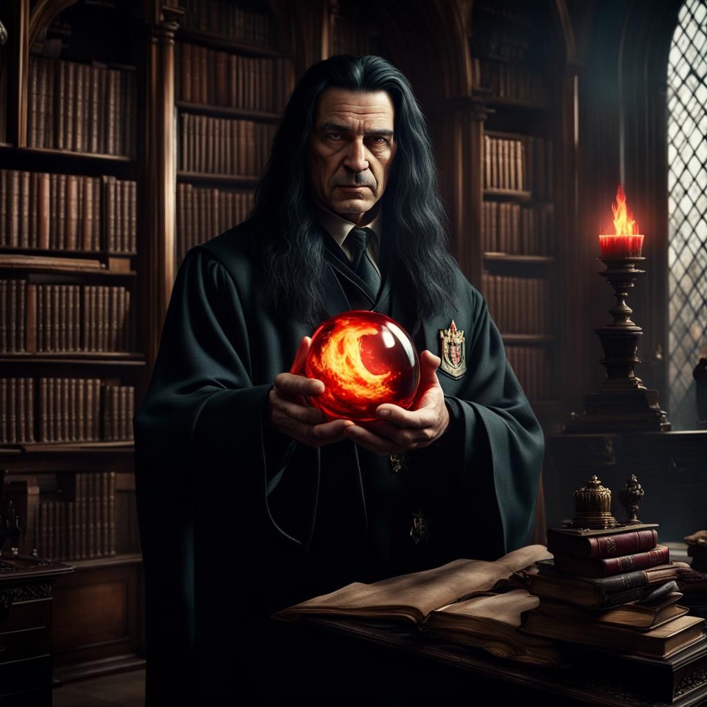 Man with Black Flame in Hogwarts Library