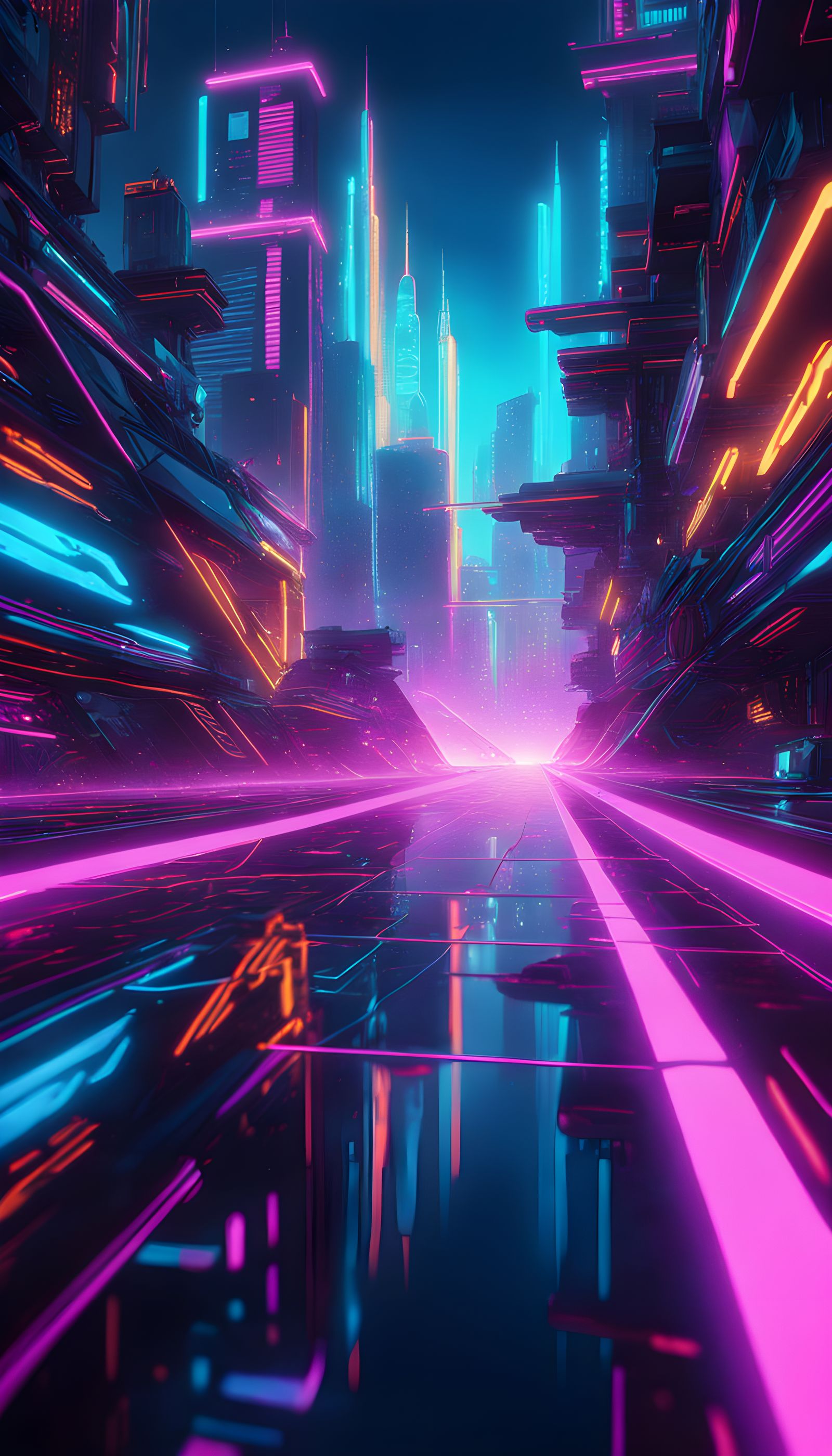 Cyberpunk Neon Dreamscape in Vibrant Colors and Fractals