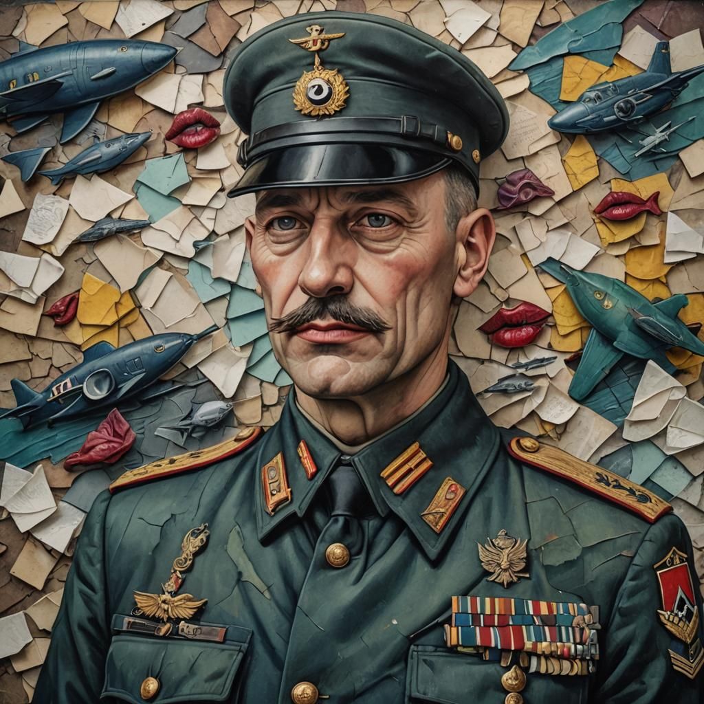 Surreal WWII Sergeant Major in Yerka Style