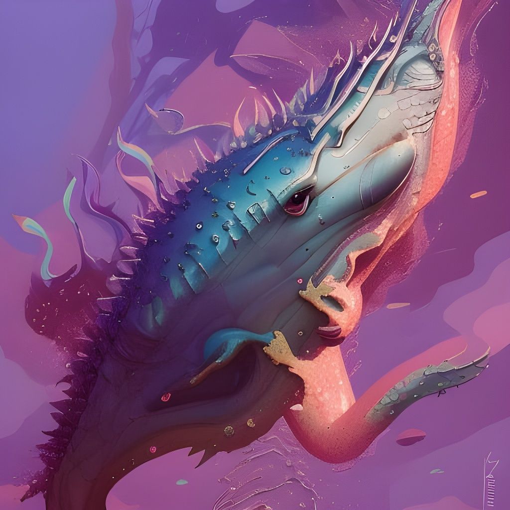Stingray Dragon with Aquatic Skin in Fantasy Art Style