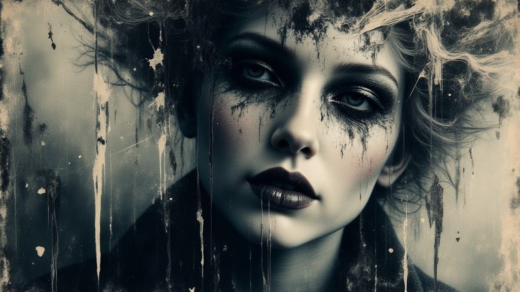 Ghostly Figure Between Dimensions in Botanical Style