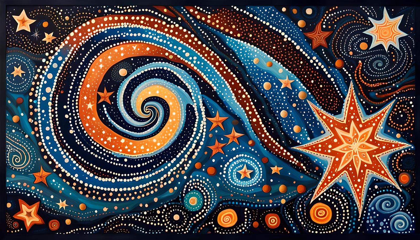 Aboriginal Dotted Stars in Cosmic Maelstrom