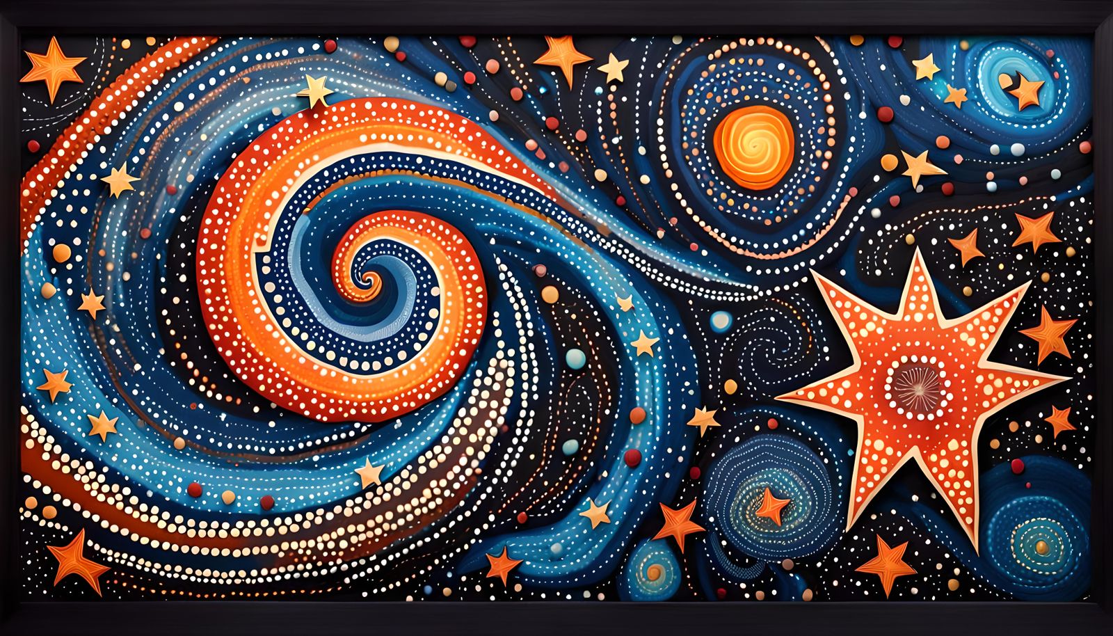 Aboriginal Dot Art Stars in Cosmic Swirl