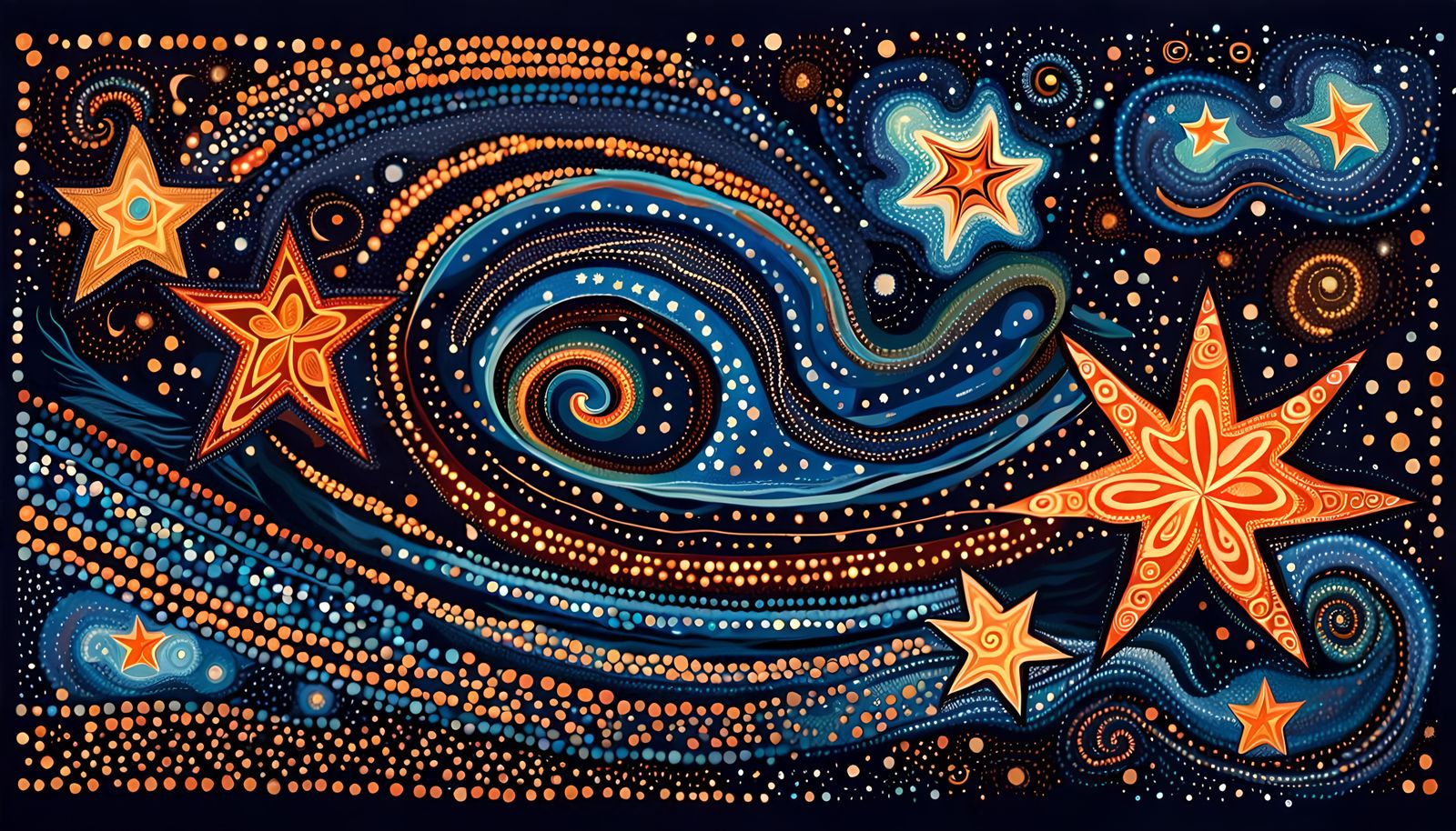Surreal Aboriginal Dreaming Stars Swirling in Cosmic Maelstr...