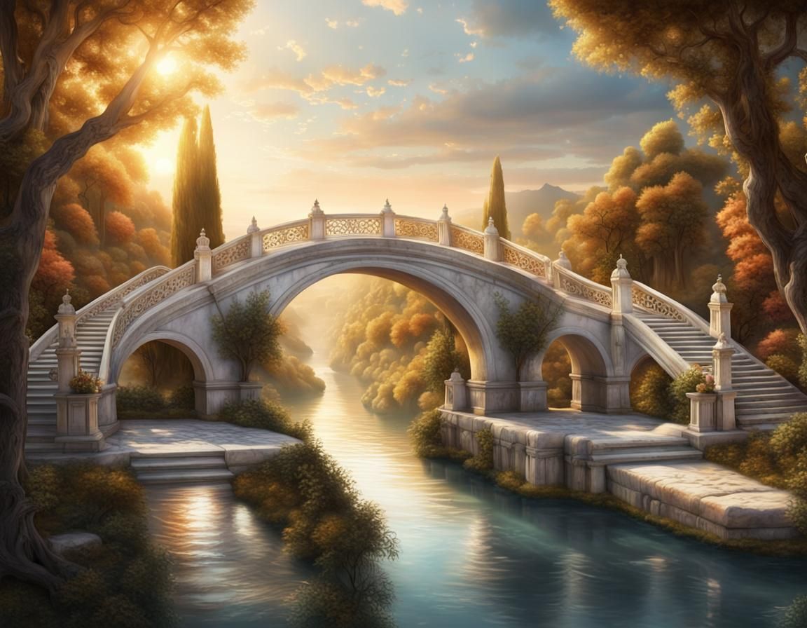 Epic Greek Marble Bridge in Evening Glow