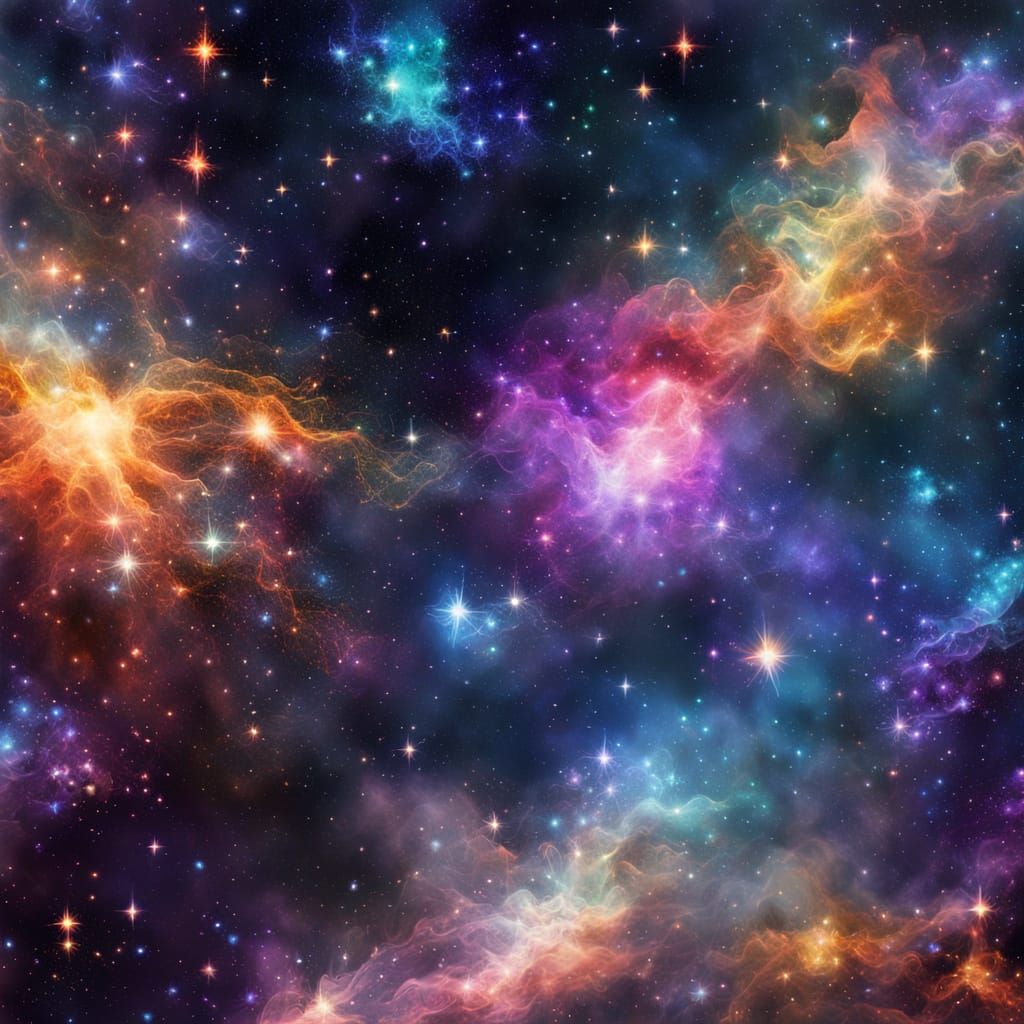 Cosmic Open Star Cluster with Nebulae in Astral Style