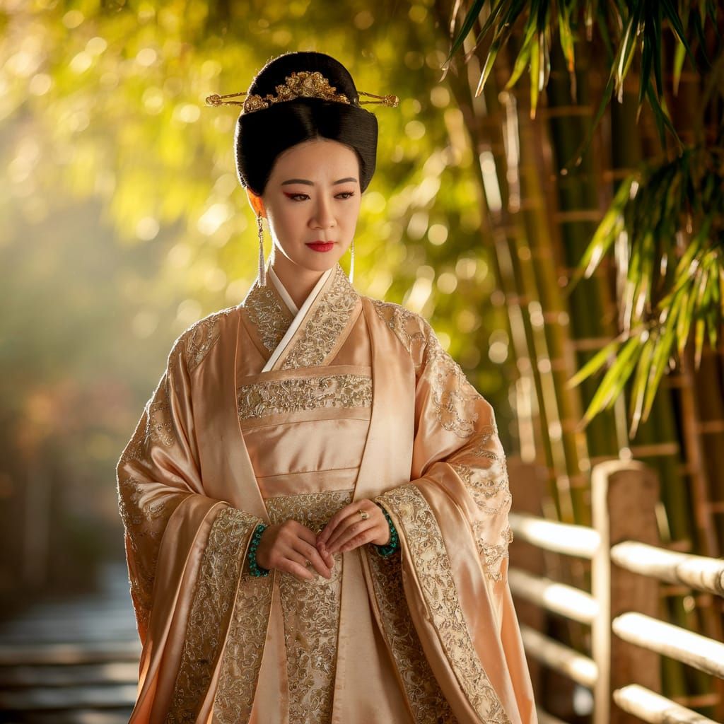 Regal Empress Dowager Mu in Traditional Chinese Attire