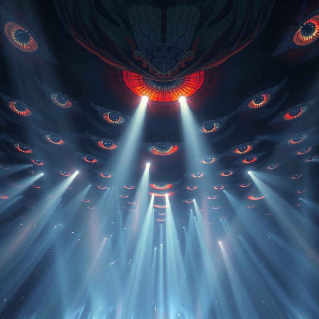 Ethereal Fantasy Scene with Radiant Eyes