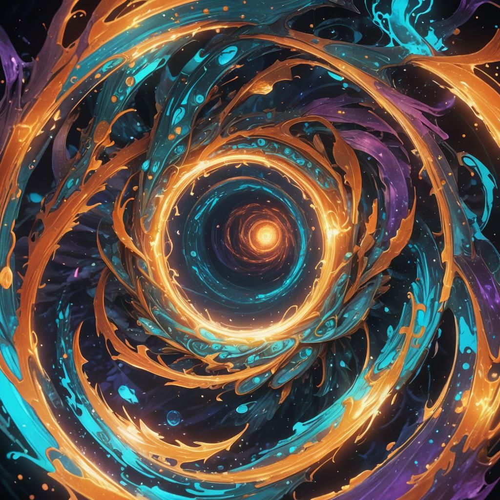 Ethereal Mana Hole in Manga Style with Glowing Runes