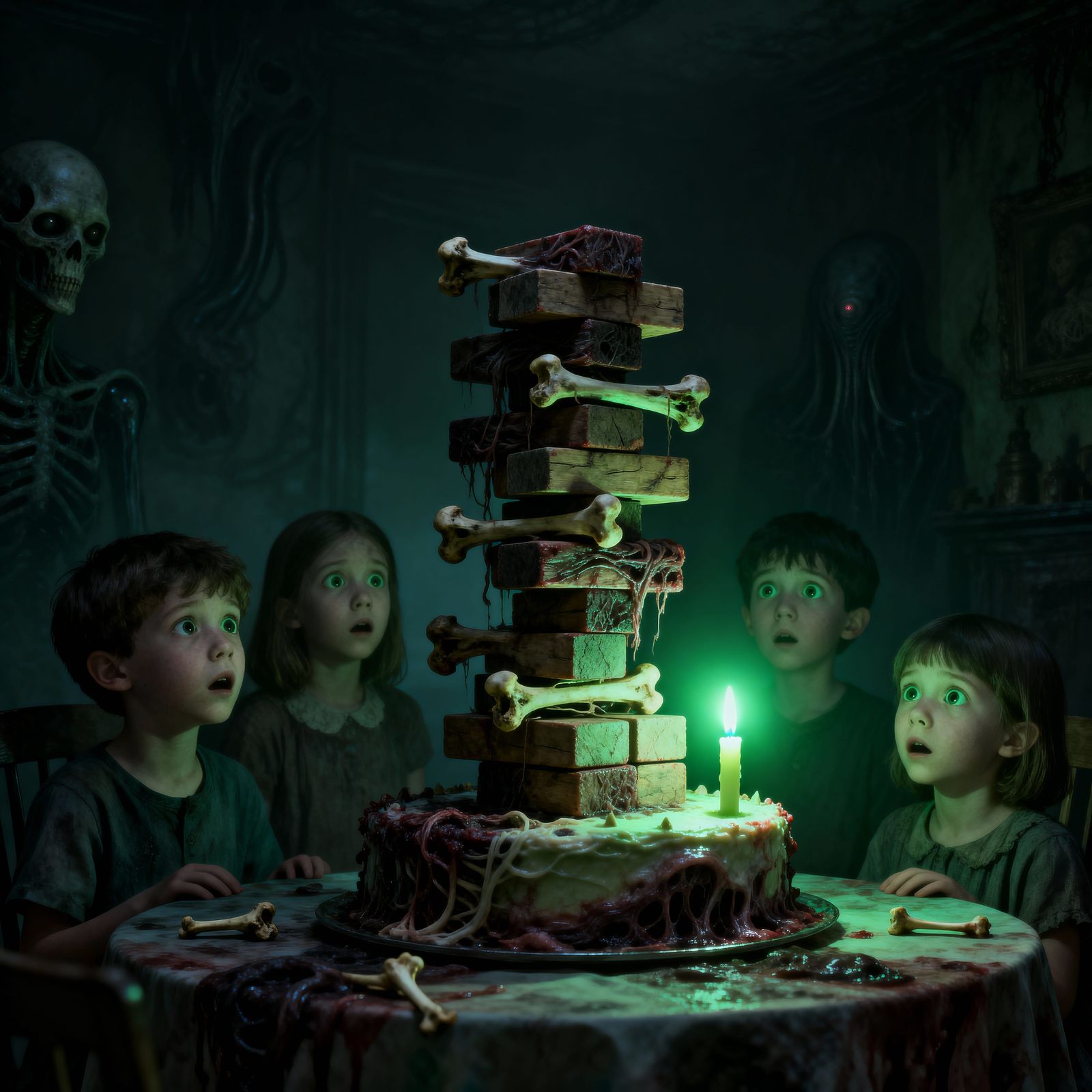 Twisted Jenga Game at Horrifying Birthday Party