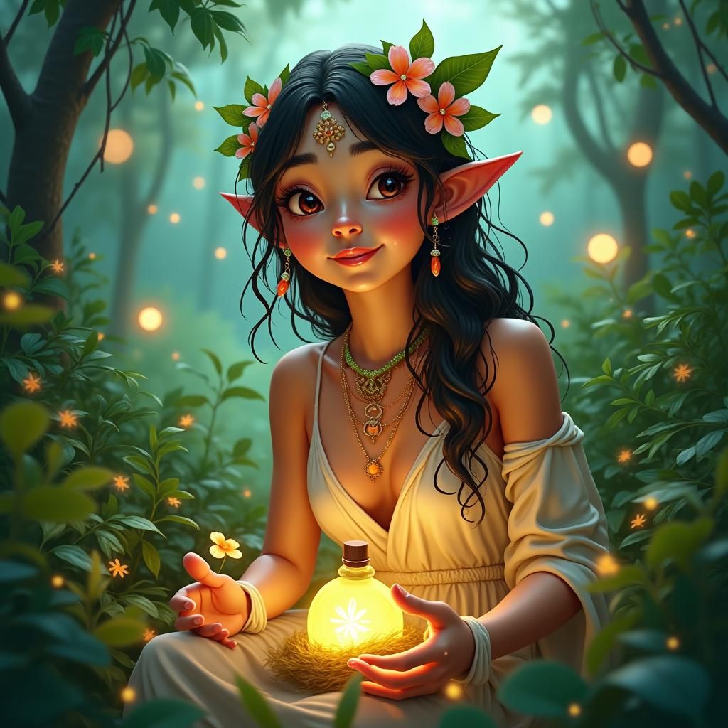 Radiant Entrepreneur Embraces Nature in Fantasy Art Style