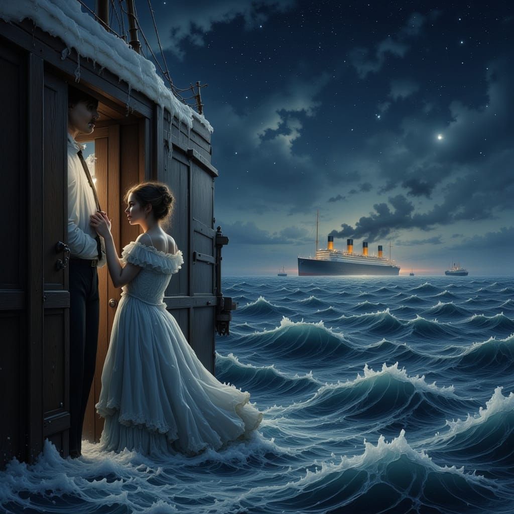 Titanic's Jack and Rose in Hyper-Realistic Style