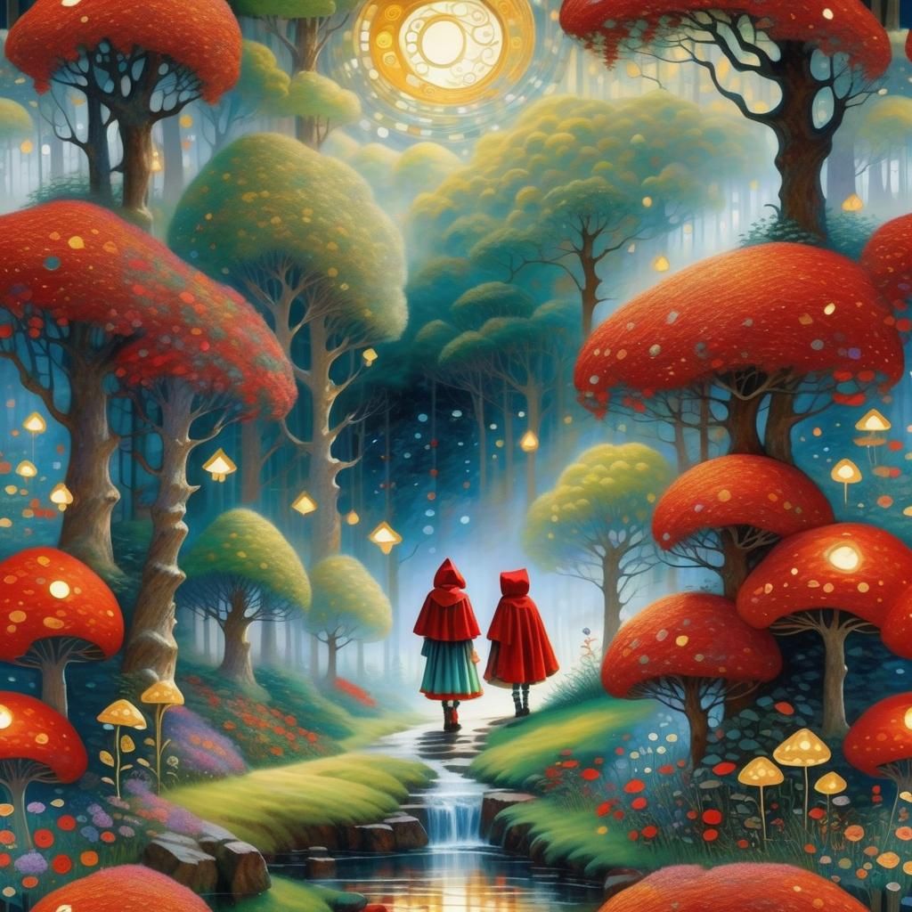 Little Red Riding Hood in Klimt Style
