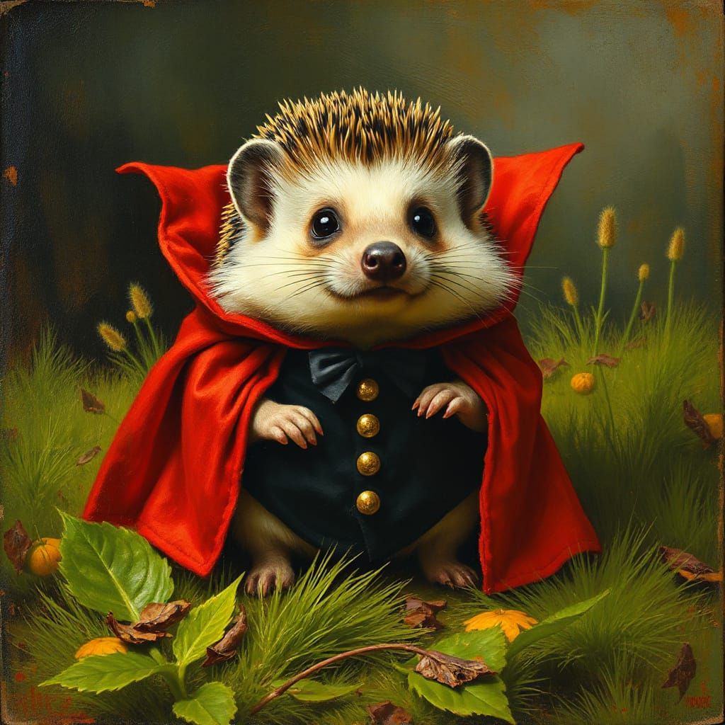 Vampire Hedgehog in Halloween Costume
