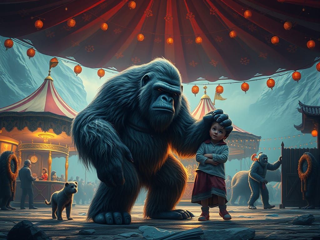 Surreal Himalayan Fantasy: Photorealistic Yeti Family at the...