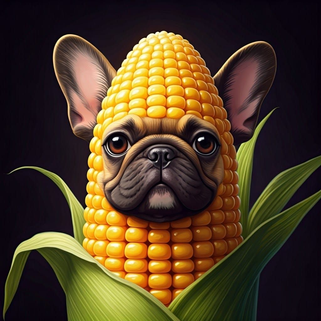Corn on the Cob as Manga-Style French Bulldog