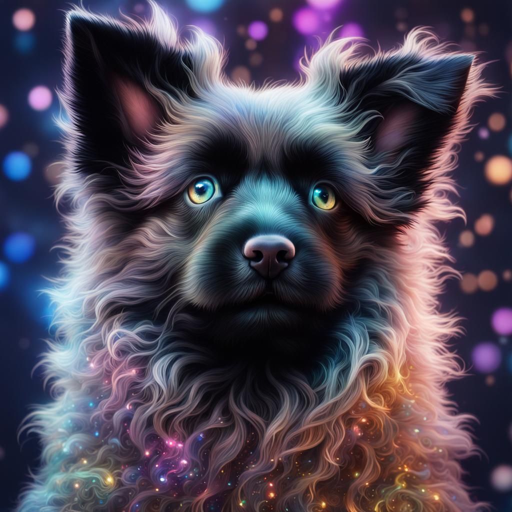 Adorable Puppy with Sparkling Eyes in CGI Fine Art