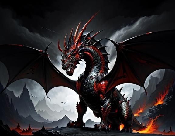 Fiery Dragon in Dynamic Fantasy Art Style