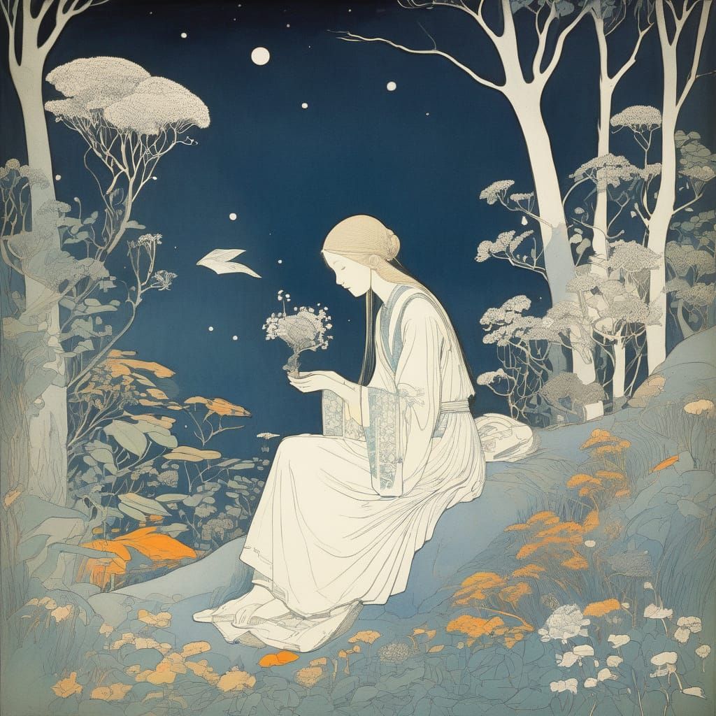 Whimsical Woodland Scene in Watercolor Style