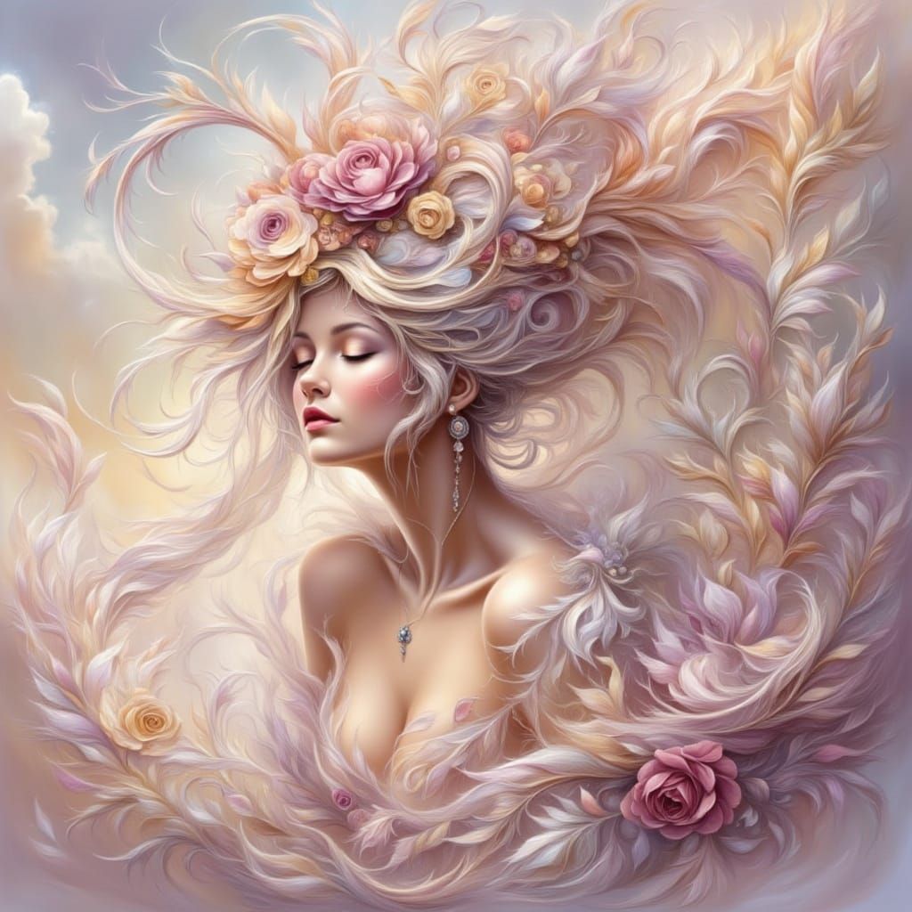 Whimsical Elf in Alien Landscape, Airbrush Art