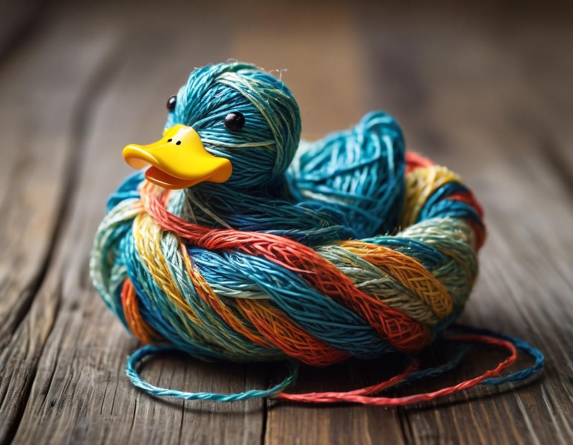 Colourful Twine Duck: Macro Textile Art