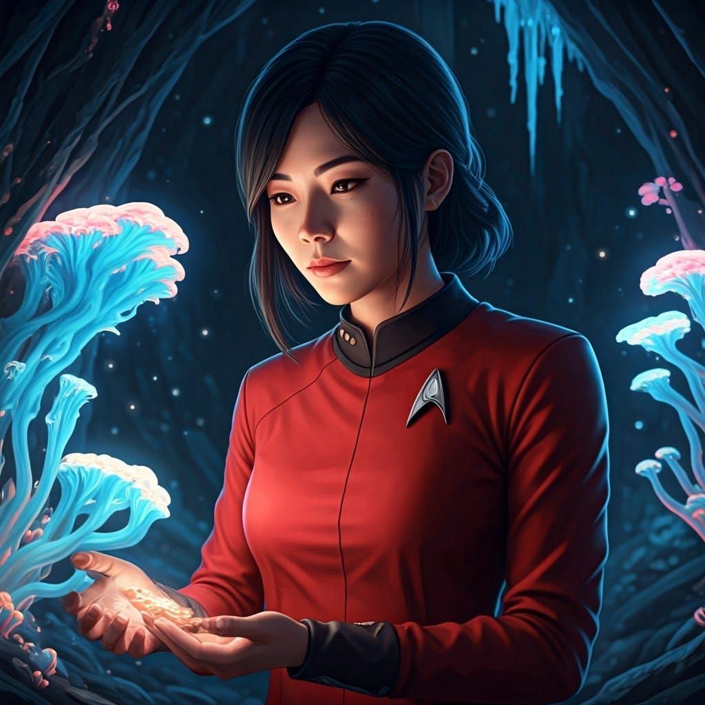 Keiko O'Brien Examines Bioluminescent Fungi: 3D Anime Art