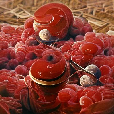 Blood Cells Close Up as Oil Painting