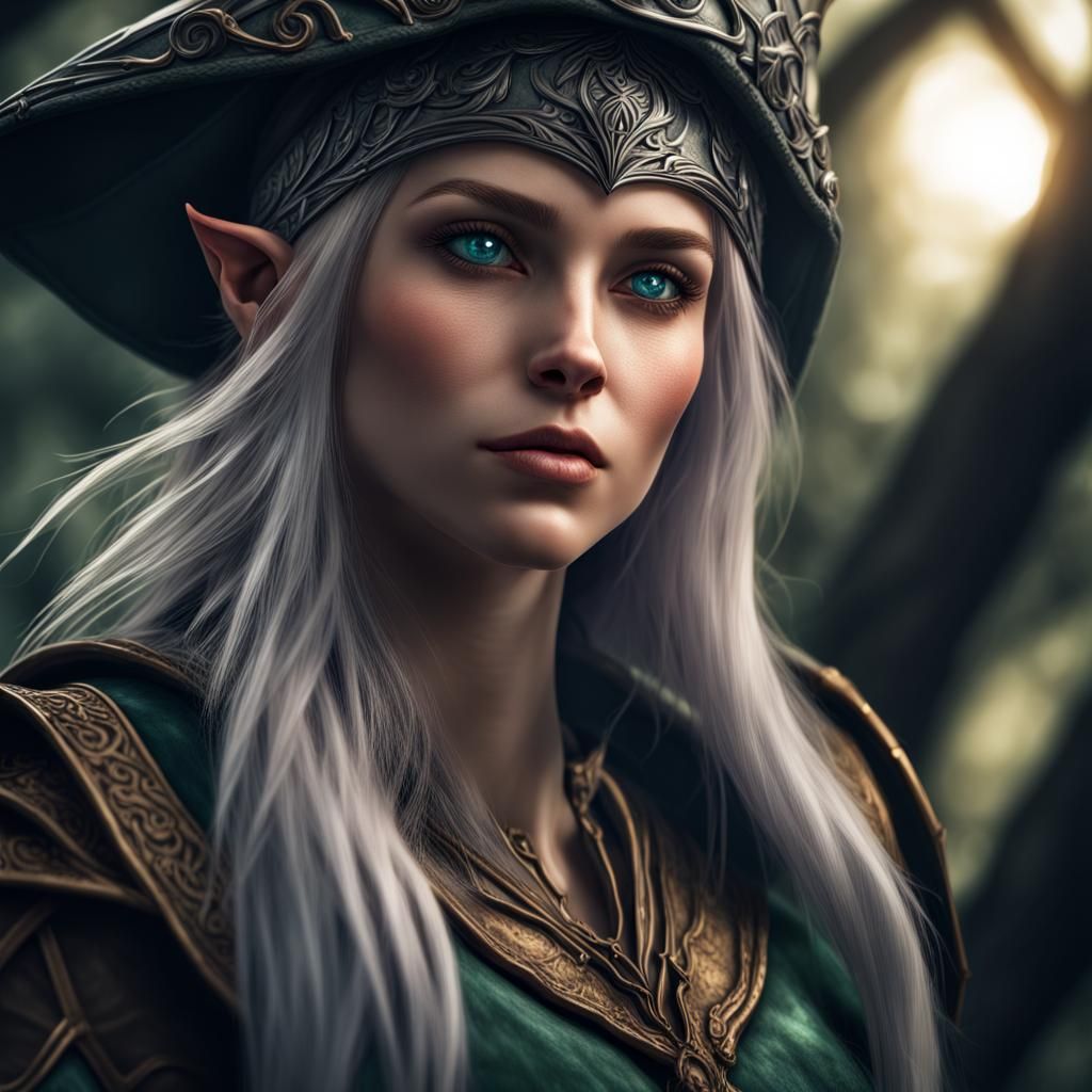 Hyperrealistic Female Elf Wizard Portrait