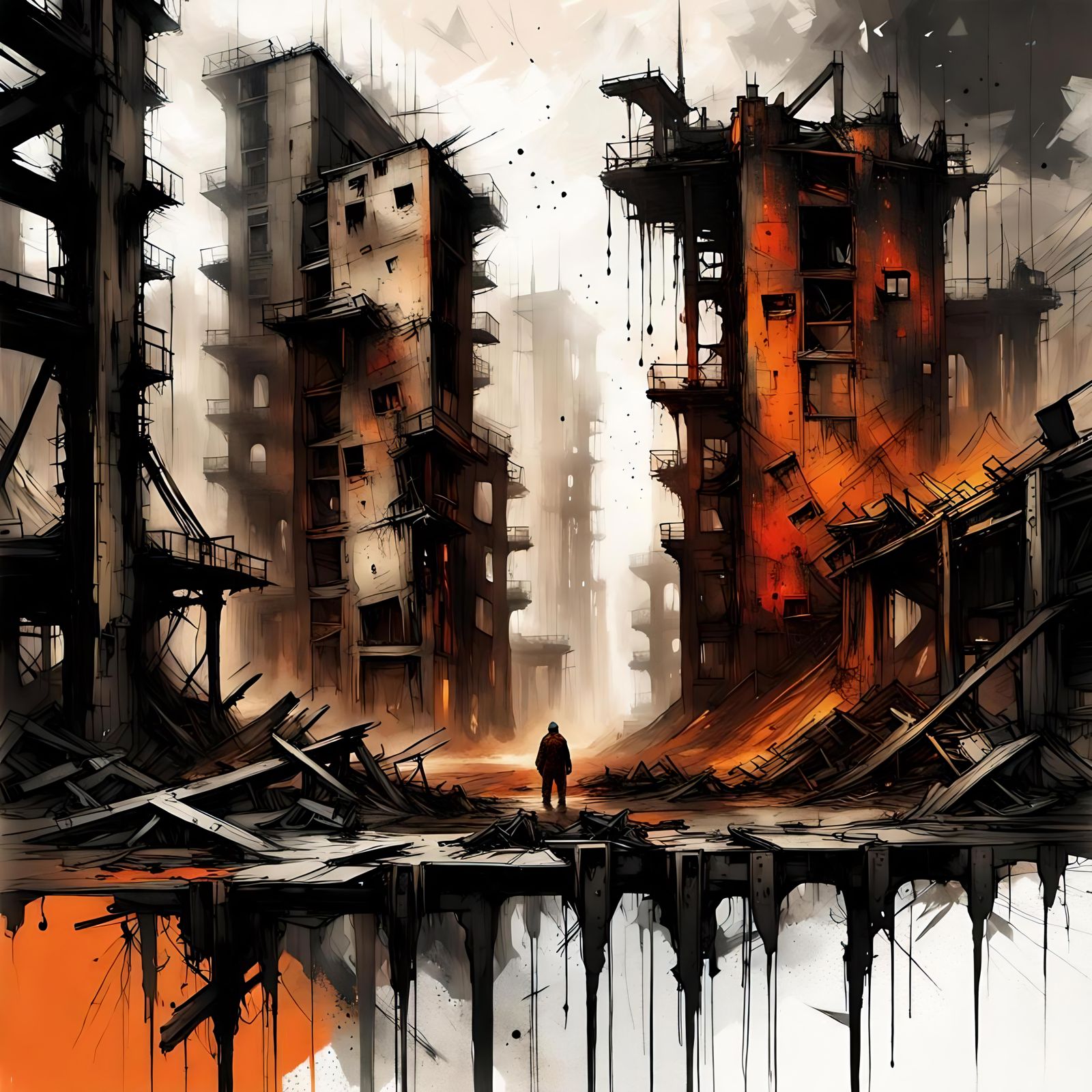 Abstract Metropolis Ruins: A Man-Made Apocalypse