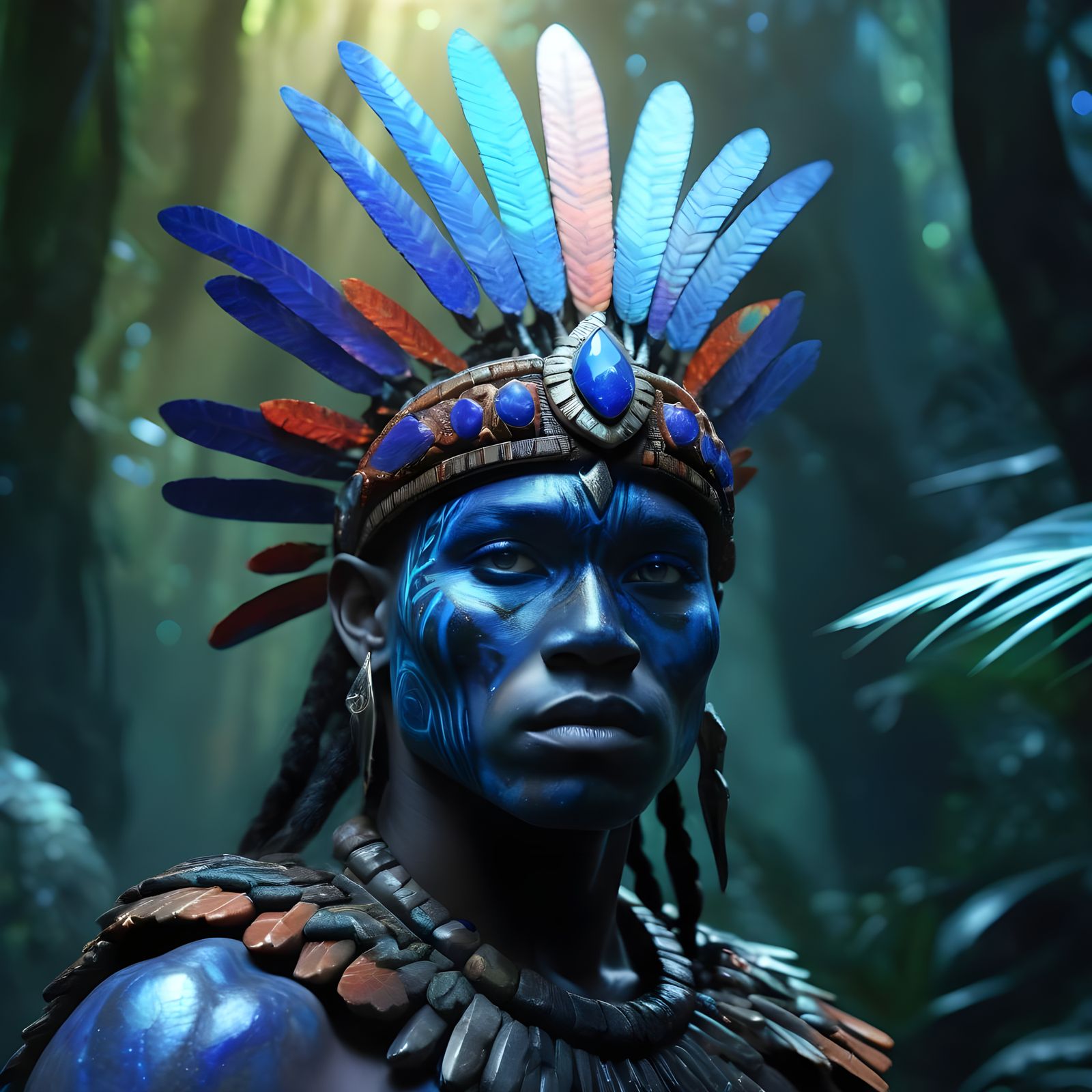 Amazonian Warrior Shines with Luminous Skin in the Mystic Ju...