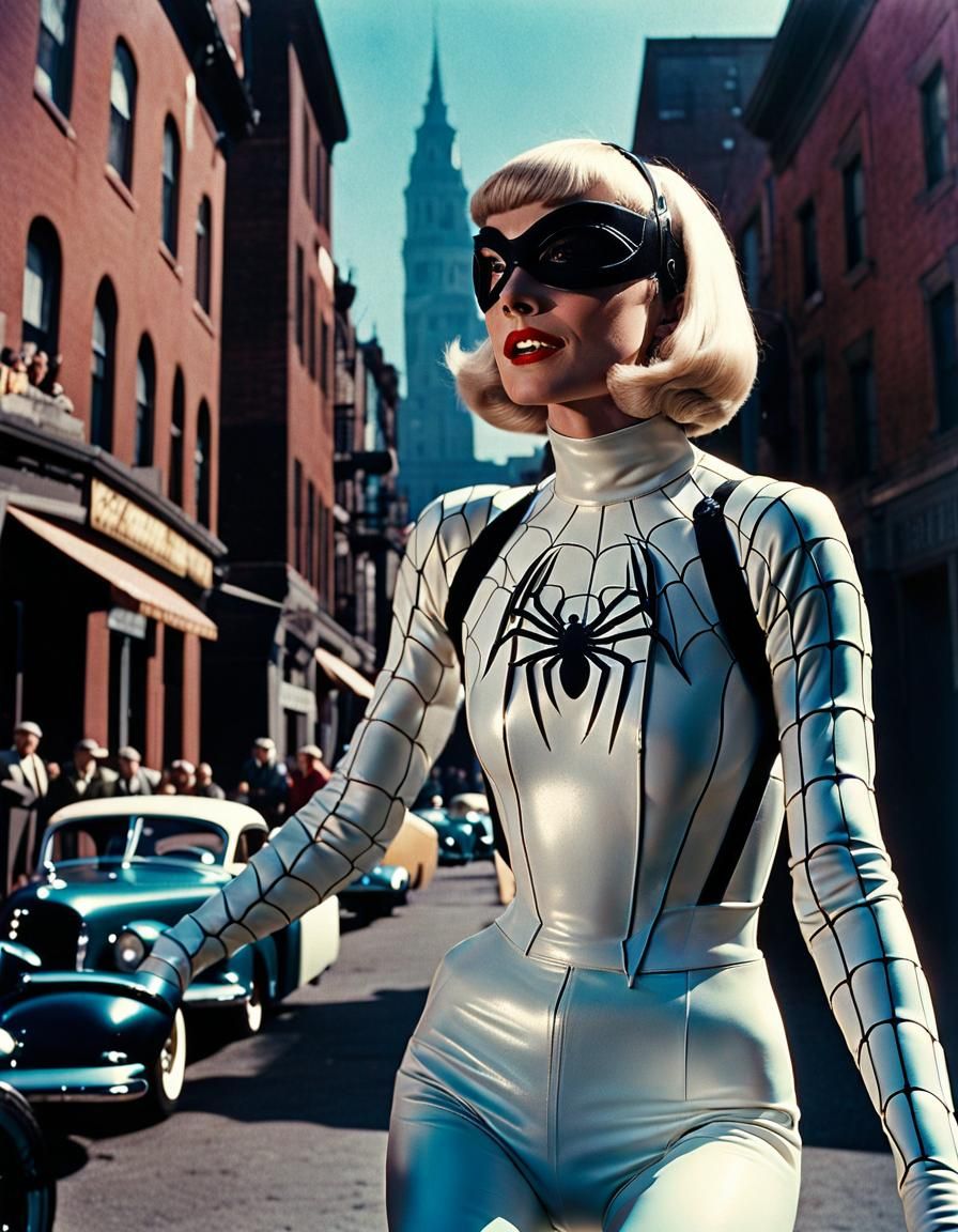 Spider Gwen as Audrey Hepburn in 1950s Film