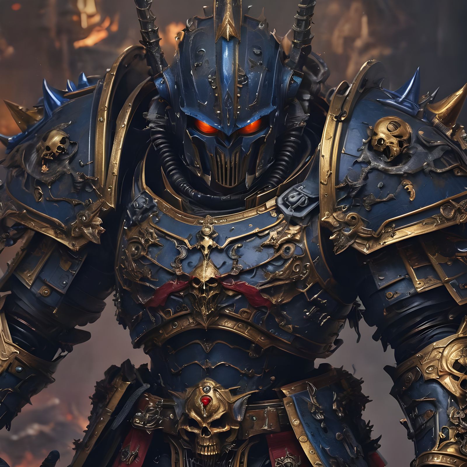 Demonic Daemon Prince in Golden Armor, Warhammer 40k Style