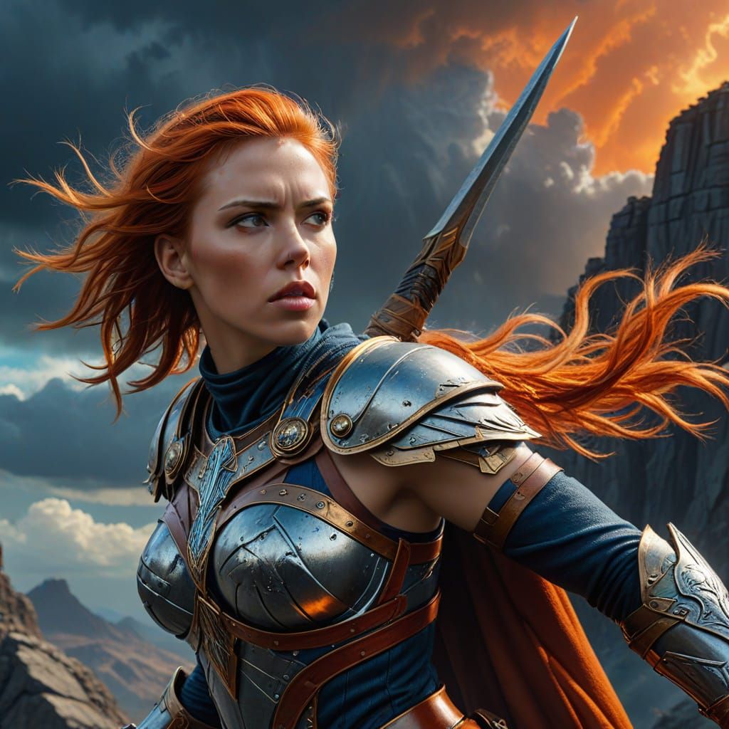 Scarlett Johansson as Valkyrie in Frazetta Style