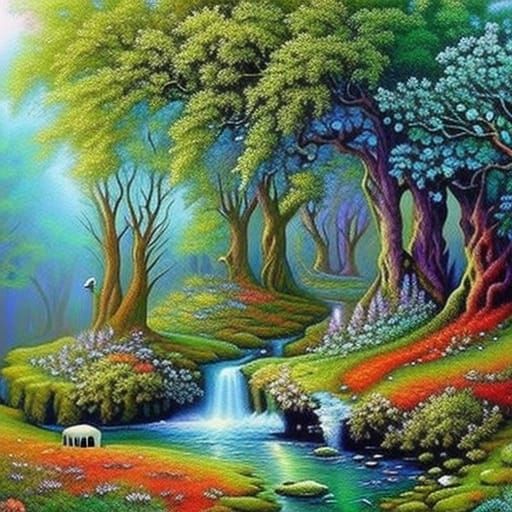 Ethereal Magic Forest in Gouache and Watercolor