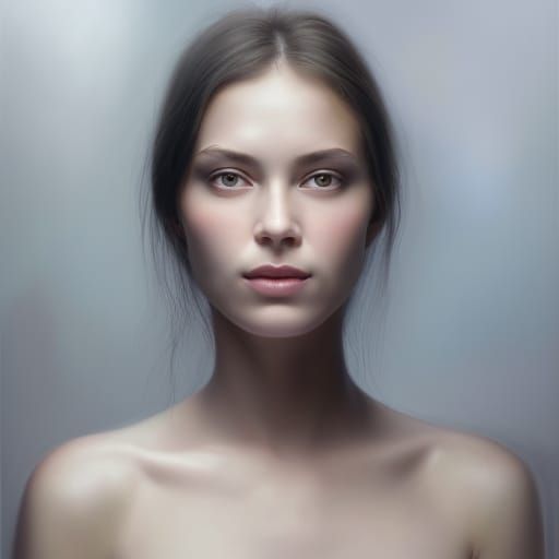 Ethereal Portrait of a Beautiful Woman in Oil