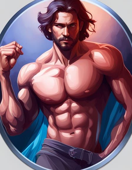 Muscular Jesus Reading: Hyperdetailed Portrait