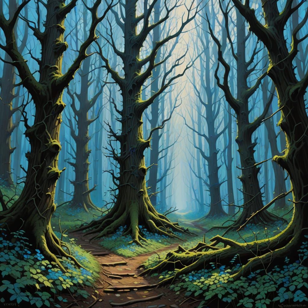 Ethereal Forest Escapes into Radiant Light