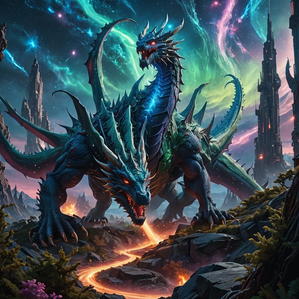 Galactic Devourer: Space Dragon in Cosmic Landscape