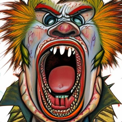 Grotesque Punk Face in Cartoon Portrait