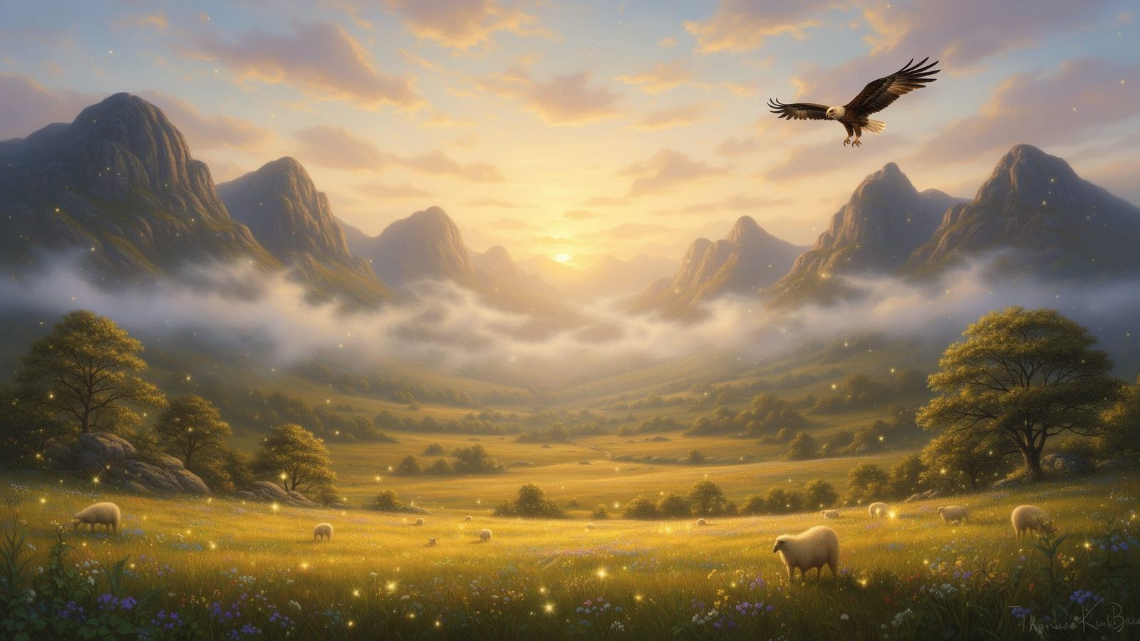 Martial Eagle Over Drakensberg Landscape at Golden Hour