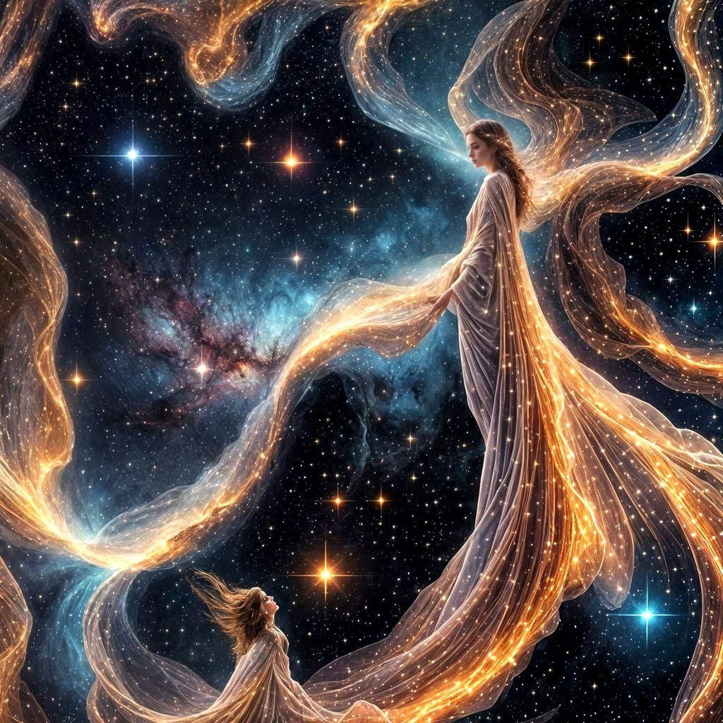 Celestial Starlight Cloak Shimmers with Cosmic Light