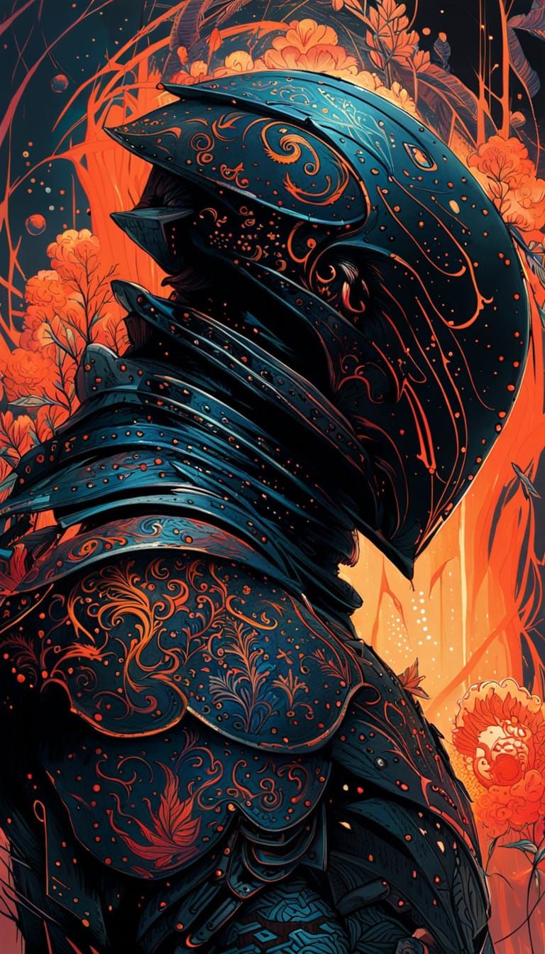 Galaxy Knight with Lava Armor: Digital Art