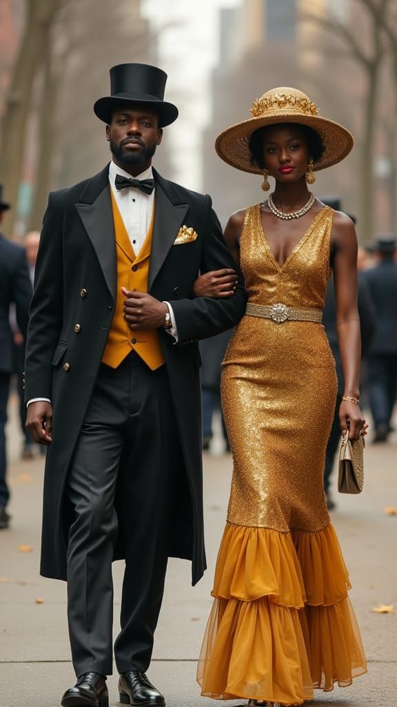 Afrofuturist Couple in Barkley L. Hendricks Style