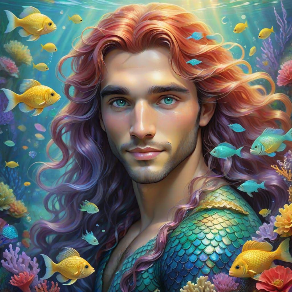Ethereal Fantasy Mermaid Portrait in Vibrant Pastels